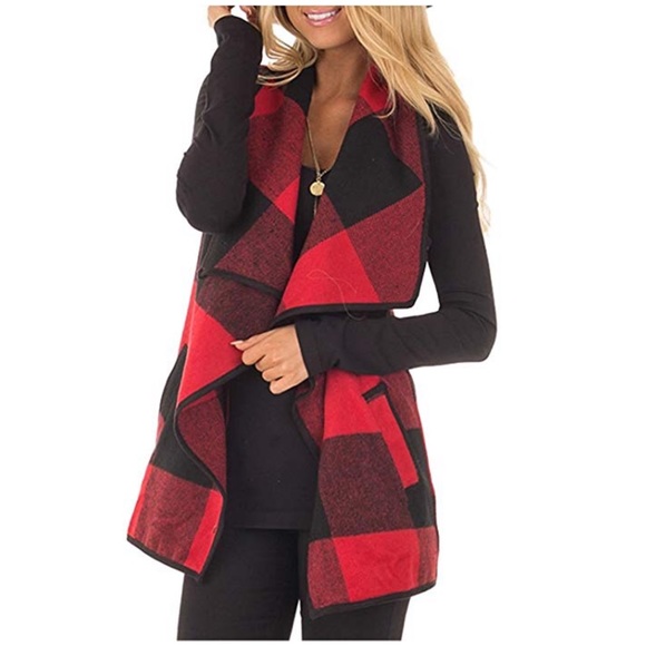 Jackets & Blazers - Red Plaid Vest